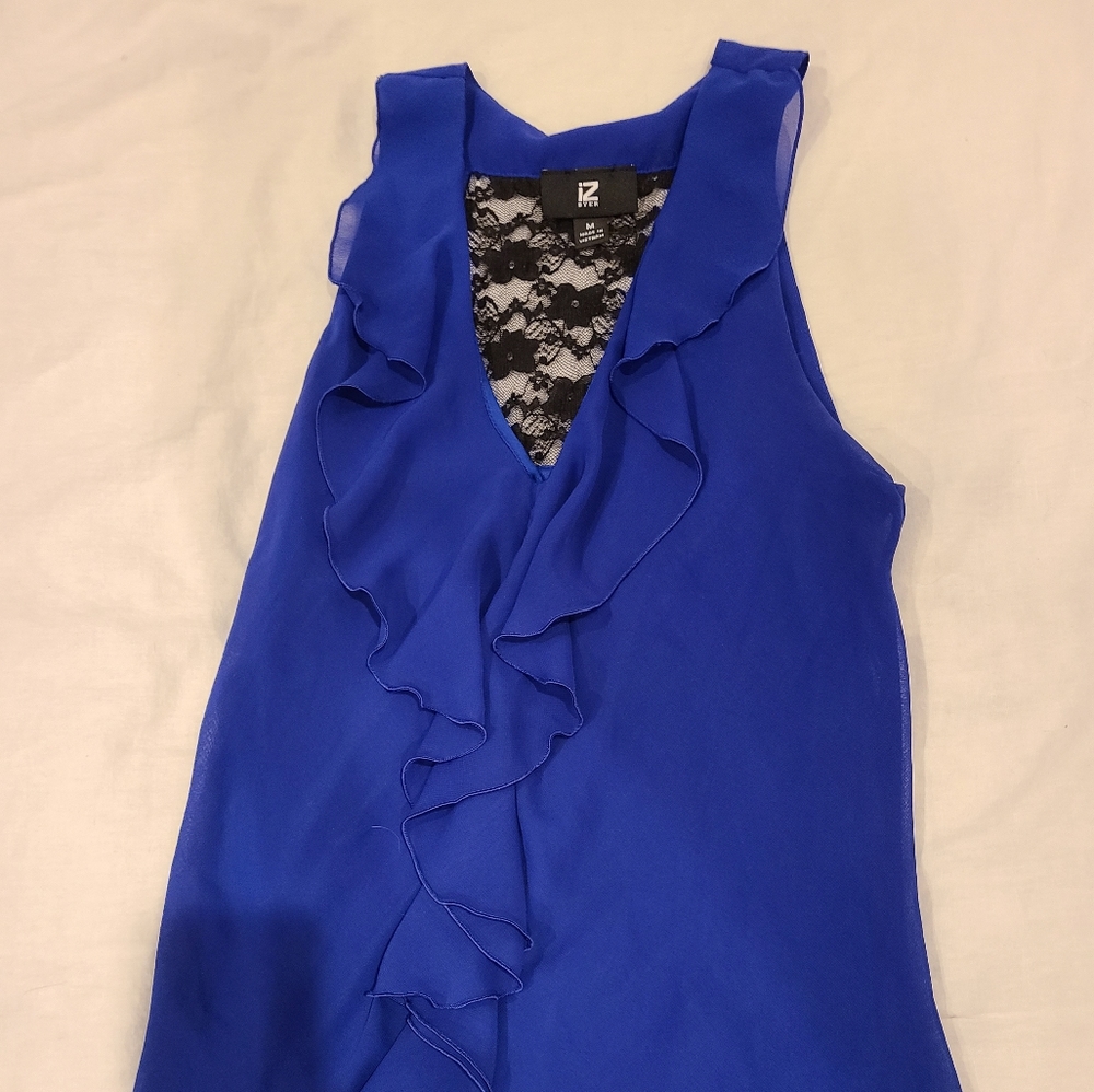 Royal blue ruffled top IZ Byer medium